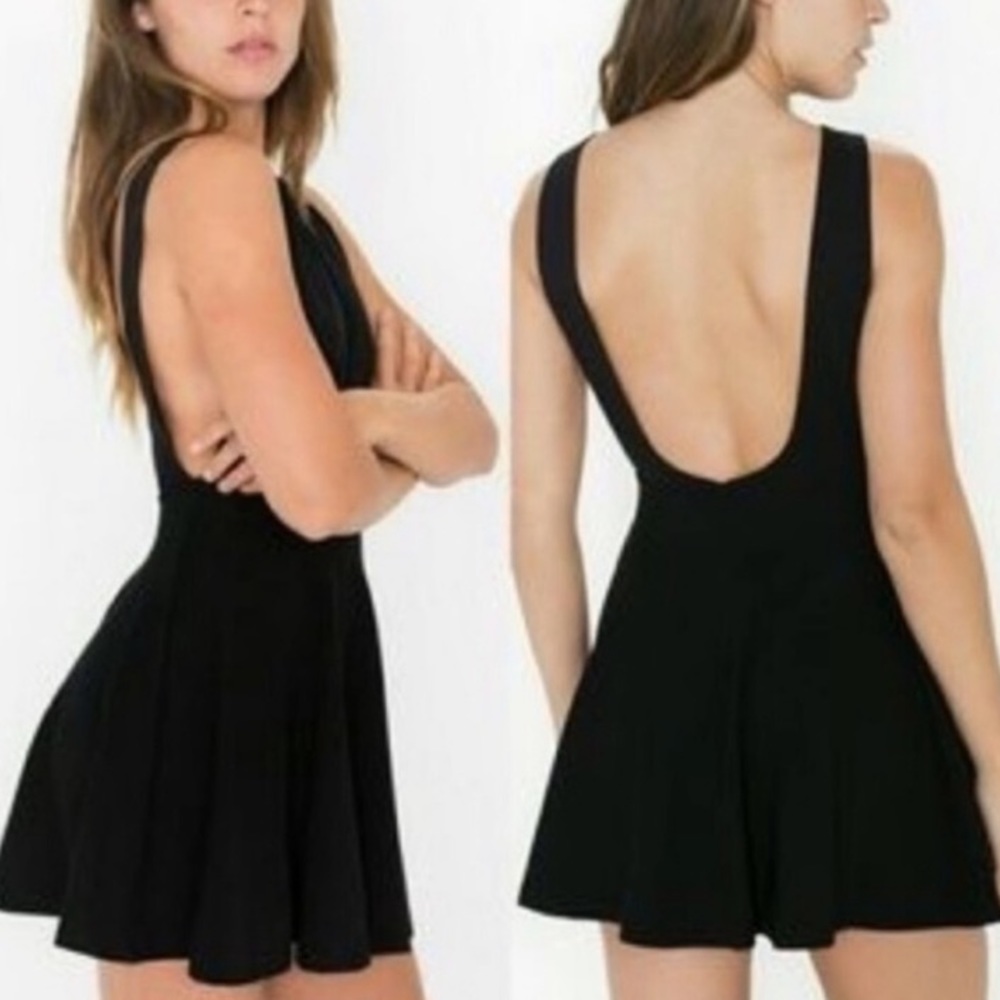 American Apparel Black Mini Skater Dress